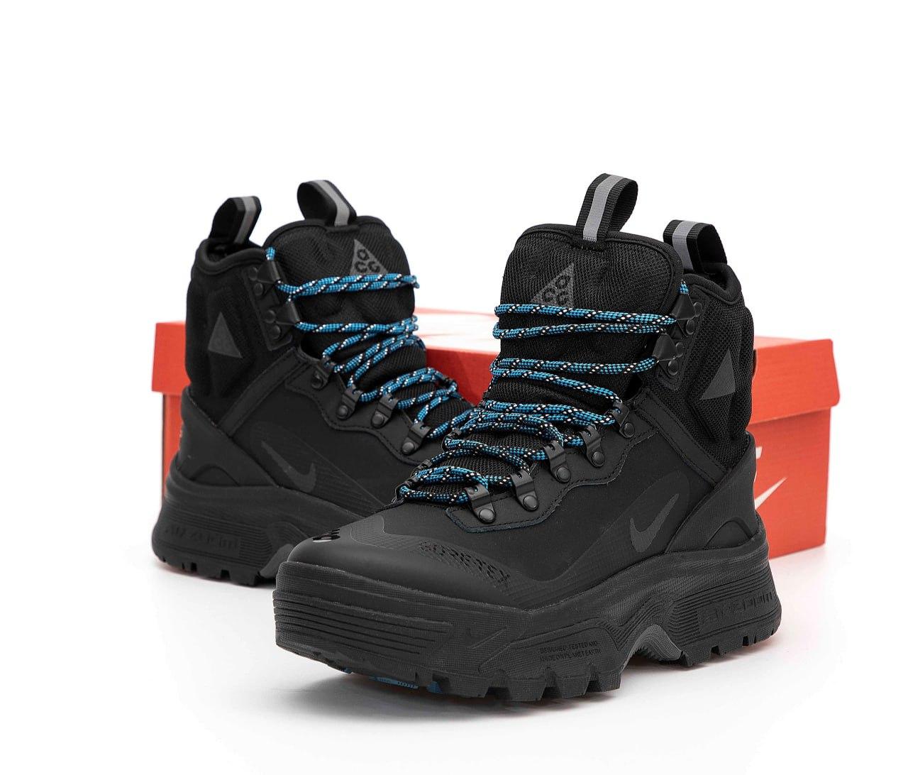 Чоловічі кросівки Nike ACG Air Zoom Gaiadome GTX Black Чорні Найк АСГ гума текстиль gore-tex осінь зима, фото 1