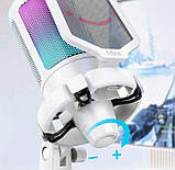 Мікрофон Fifine Ampligame A6V White, конденсаторний | Тринога в комплекті | RGB підсвітка, фото 2