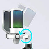 Мікрофон Fifine Ampligame A6V White, конденсаторний | Тринога в комплекті | RGB підсвітка, фото 4