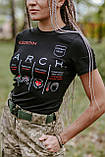 Жіноча тактична футболка з принтом MARCH, футболка для медика ЗСУ, для інструктора тактичної медицини Стохід Чорна, фото 3