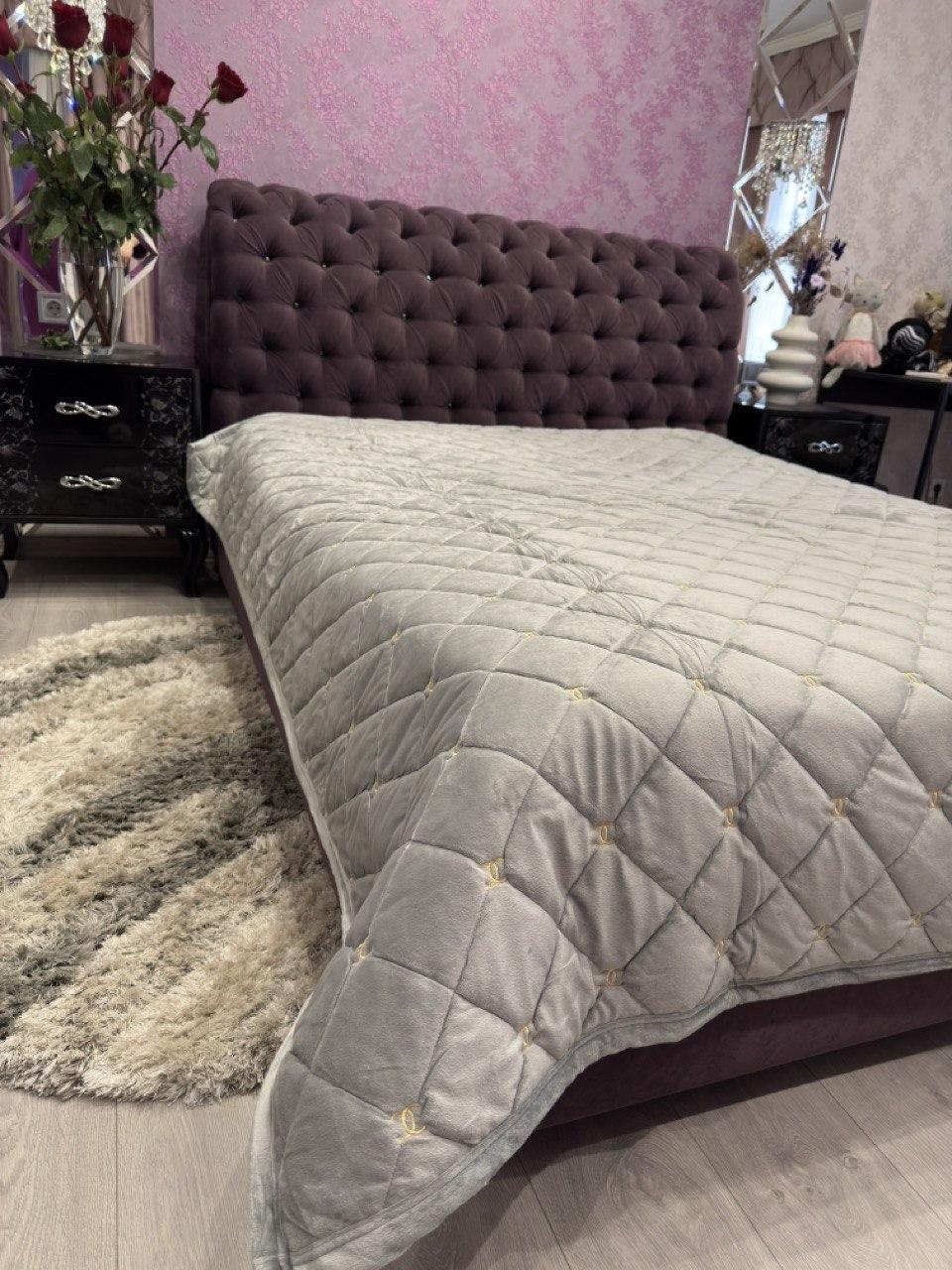 Велюрове стьобане покривало з прошарком синтепону 210х230, фото 1