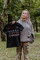 Жіноча тактична футболка з принтом MARCH, футболка для медика ЗСУ, для інструктора тактичної медицини Стохід Чорна