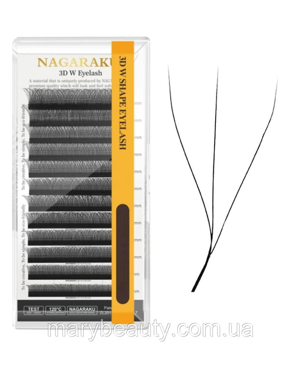 Вії Nagaraku пучки L 0.10 W mix (8-15) 3D, фото 1