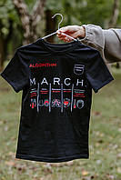 Жіноча тактична футболка з принтом MARCH, футболка для медика ЗСУ, для інструктора тактичної медицини Стохід Чорна