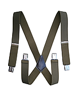 Підтяжки чоловічі Батал на зріст до 200 см Х-подібні 40 мм 4 застібки олива