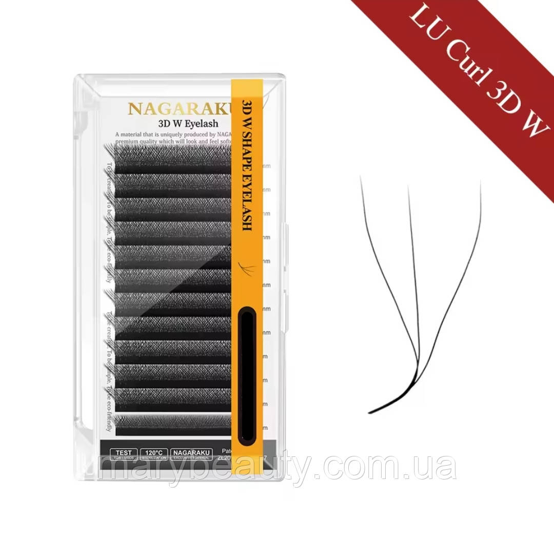 Вії Nagaraku пучки LU 0.10 W mix (8-15) 3D, фото 1