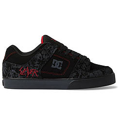 Кросівки DC x Slayer Pure Black & Red — чоловічі скейт кросівки у чорному з червоним кольорі