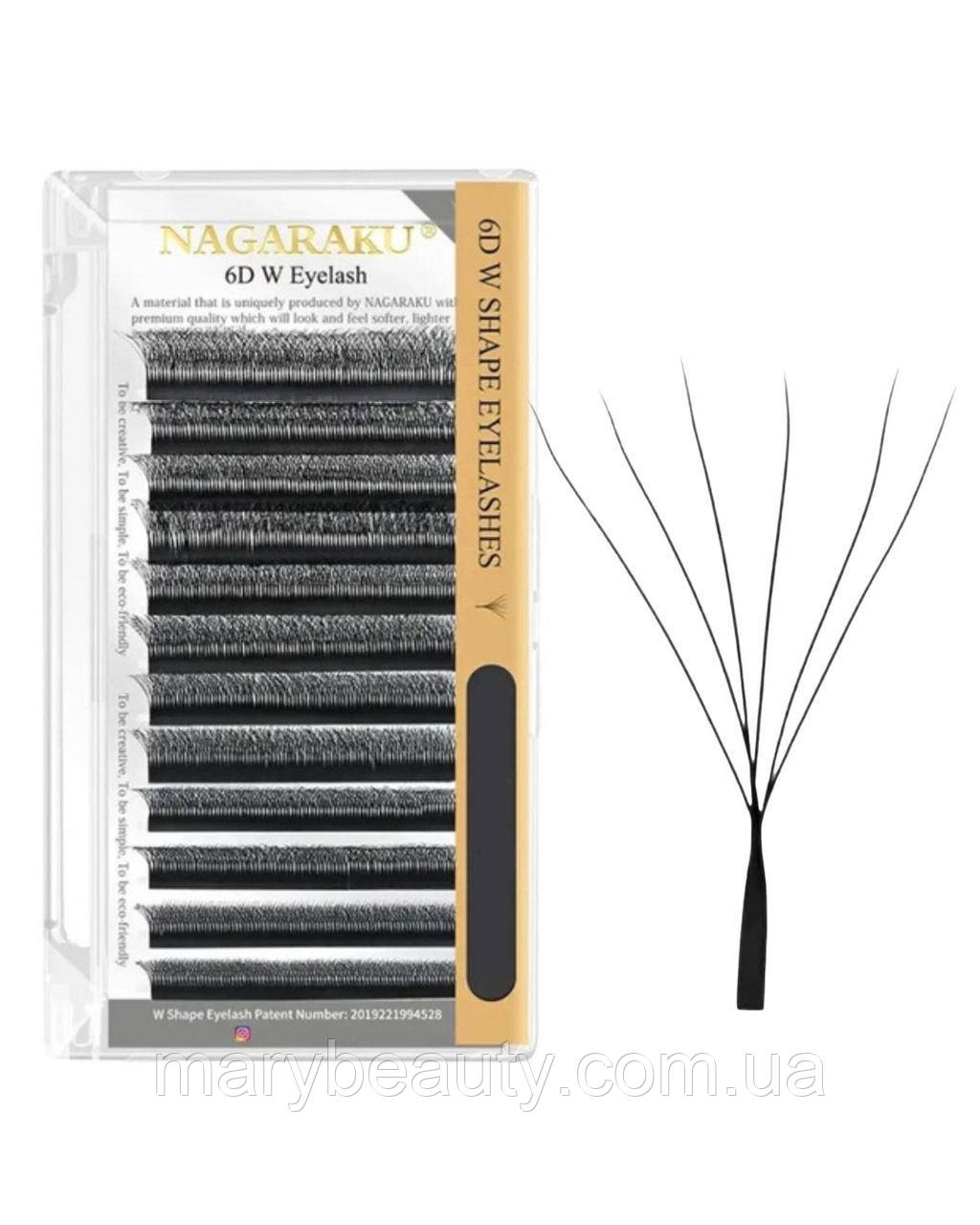 Вії Nagaraku пучки C 0.07 W mix (8-15) 6D, фото 1