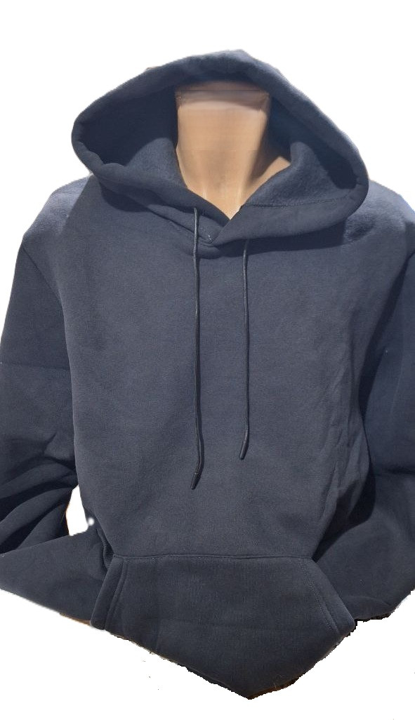 Худі чоловічий толстовка зимова тепла на флісі з вшитим капюшоном великих розмірів темно-синя