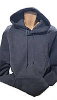 Худі чоловічий толстовка зимова тепла на флісі з вшитим капюшоном темно-синя