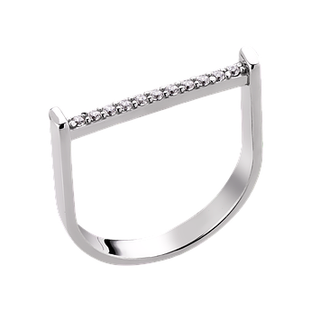 Срібна каблучка перстень тонкий з маленькими білими фіанітами