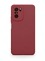 Силіконовий софт тач чохол із мікрофіброю для Poco F3 бордовий тонкий матовий