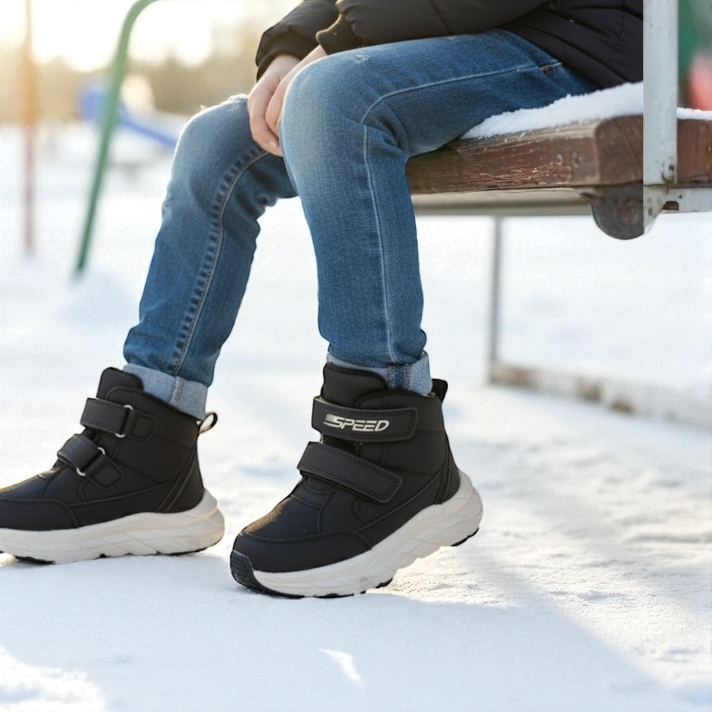 Зимняя детская обувь, дутики, сапоги, термоботинки на овчине на мальчиков на липучке в размерах 27,30, фото 1