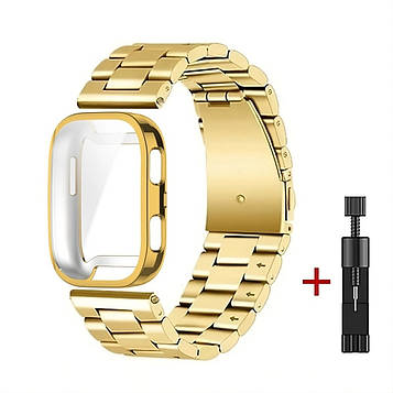 Комплект для годинника Amazfit Bip 6 золотистий (чохол + ремінець Rolex design 22 мм)