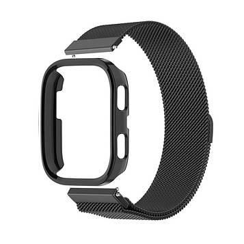 Комплект для годинника Amazfit Bip 6 чорний (бампер + металевий ремінець 22 мм)