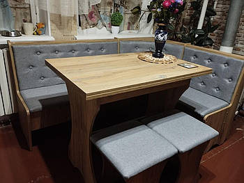 Куток кухонний зі столом та 2 табуретки 1135х1535 Тканина / ДСП Дуб Вінтаж