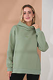 Тепле худі для вагітних і годуючих оливкове тринитка з начісом, фото 2