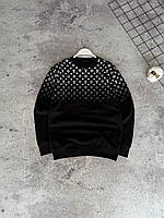 Повседневная мужская кофта Louis Vuitton без капюшона, Демисезонный свитшот Луи Вюиттон стильный, Молодежные черные свитшоты