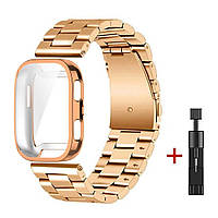 Комплект для годинника Amazfit Bip 6 рожеве золото (чохол + ремінець Rolex design 22 мм)