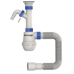 Сифон для кухні Mixxus SK-01-B 1 1/2"x40 з литим випуском і відведенням для пральної машини (MI8191)