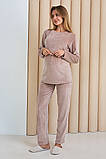 Теплий костюм для вагітних та годуючих домашній велюровий кольору капучино, фото 2