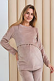 Теплий костюм для вагітних та годуючих домашній велюровий кольору капучино, фото 3