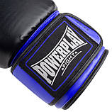 Боксерські рукавиці PowerPlay 3004 Чорні/Сині, 14 унцій (397г.) для спортсменів 80-90 кг., фото 8