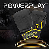 Боксерські рукавиці PowerPlay PP_3021 Чорні/Жовті, 8 унцій (227г.) для спортсменів 7-9 років до 50 кг., фото 2