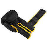 Боксерські рукавиці PowerPlay PP_3021 Чорні/Жовті, 8 унцій (227г.) для спортсменів 7-9 років до 50 кг., фото 10