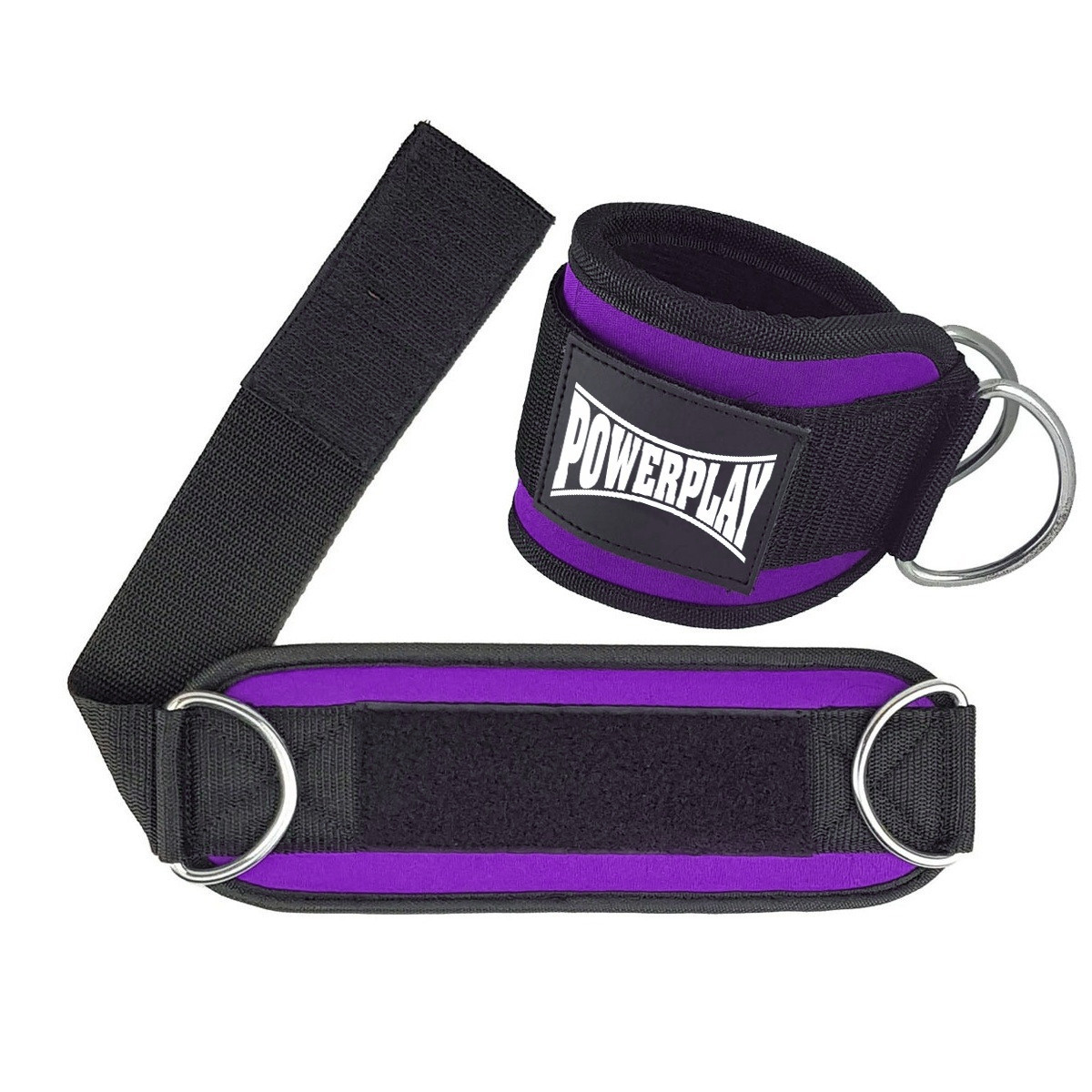 Манжети на щиколотку PowerPlay PP-3085, Фіолетові (пара) – для тяги та тренувань ніг, фото 1