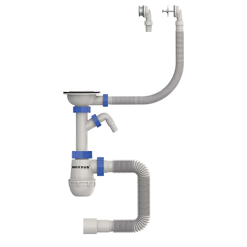 Сифон для кухні Mixxus SK-07-B 3 1/2"x40 з нерж.сіткою, відводом для пральної машини, гнучким кругом., фото 1