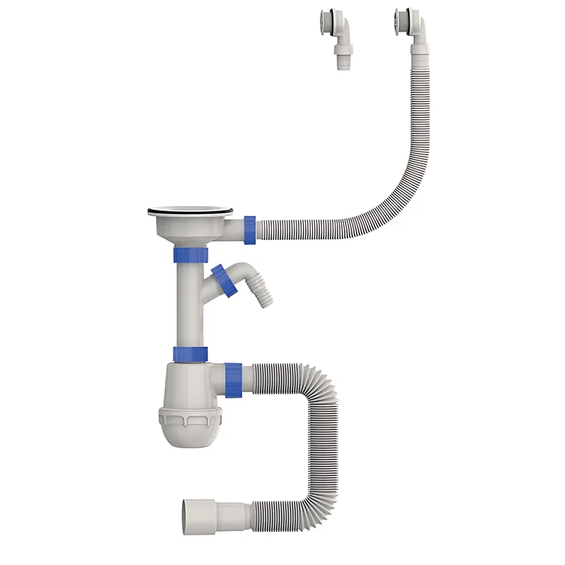 Сифон для кухні Mixxus SK-06-WH 3 1/2"x40 з пластиковою сіткою, відводом для пральної машини, гнучкий, фото 1