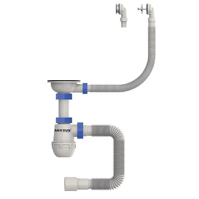 Сифон для кухні Mixxus SK-07-A 3 1/2"x40 з нерж.сіткою, гнучким кругом. переливом (MI8198), фото 1