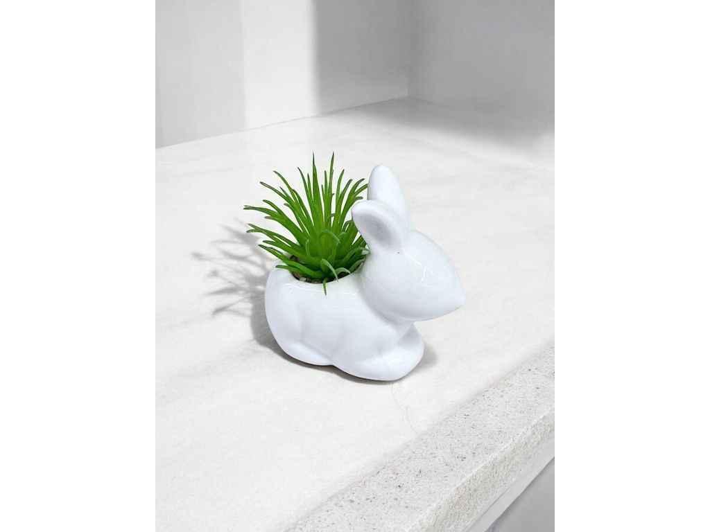 Штучний міні-сукулент в горщику м.KC-54/2 білий ТМ SP, фото 1