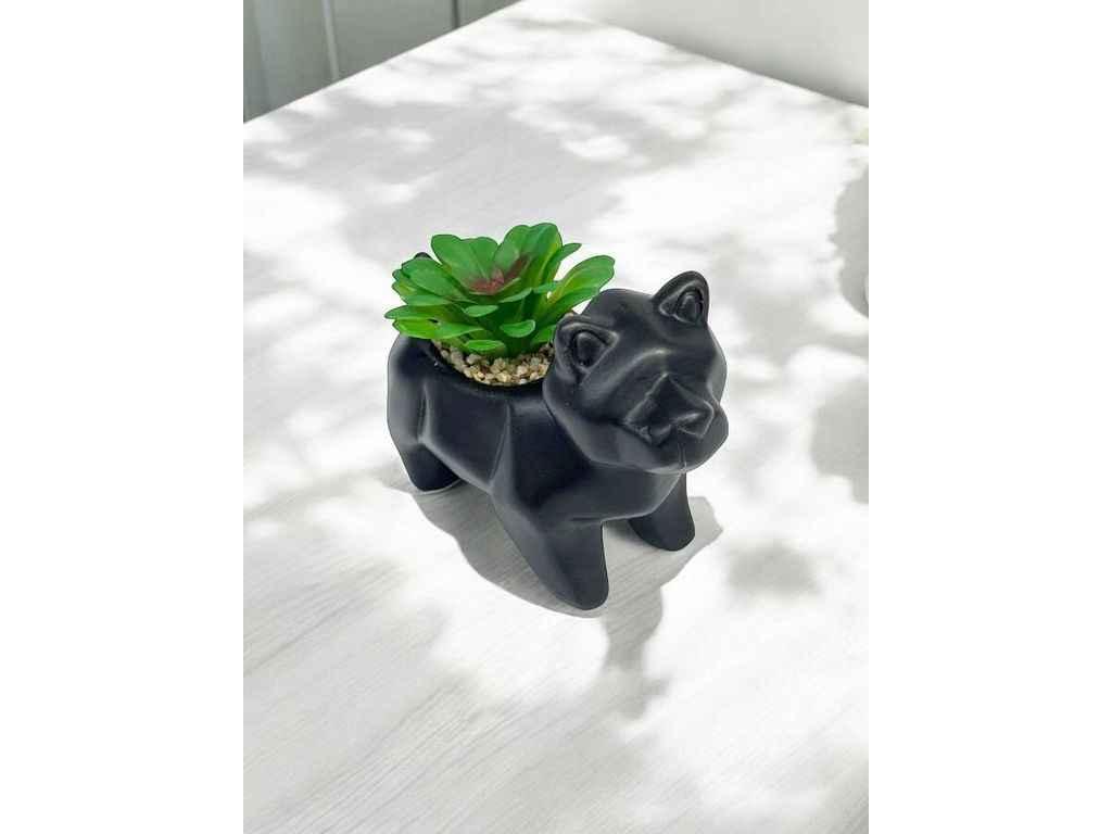Штучний міні-сукулент в горщику м.KC-70 чорний ТМ SP, фото 1