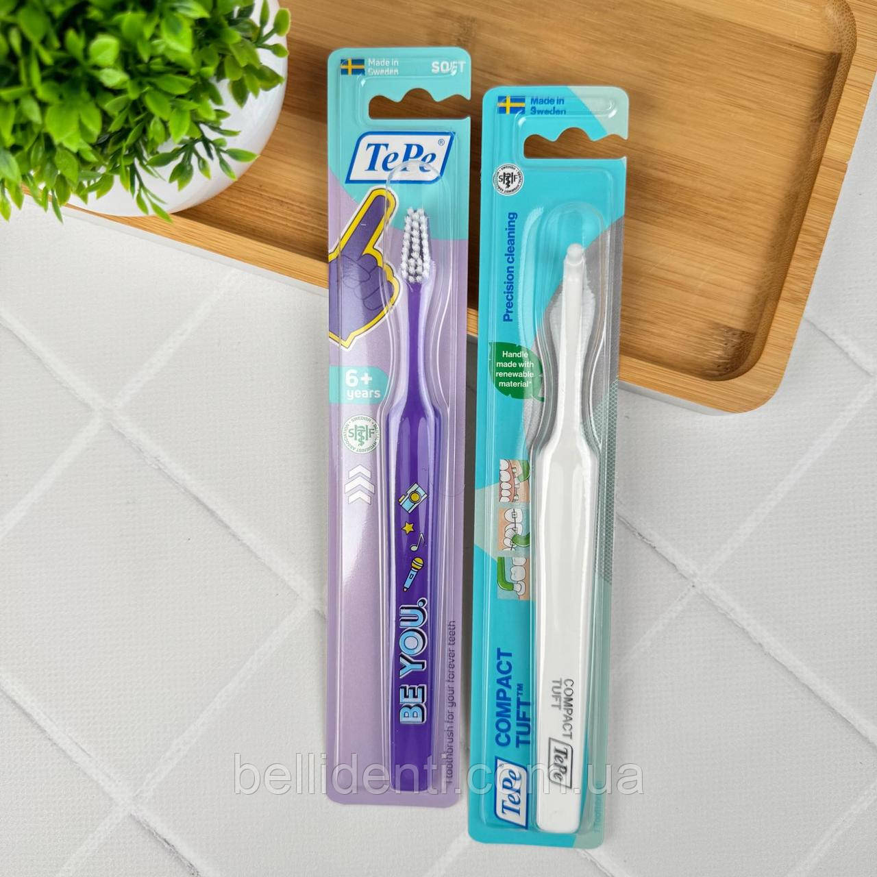 Зубні щітки TePe Kids Soft Tuft від 6 років (зубна щітка фіолетова+монопучкова щітка)