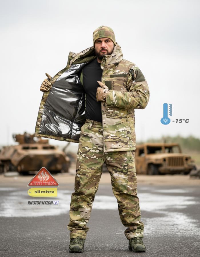 Тактичний зимовий костюм TERICON мультикам з утеплювачем Slimtex і флісовою підкладкою ПП8204 ТМ, фото 1