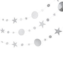 Гірлянда фігурна "Зірки та кола" срібло