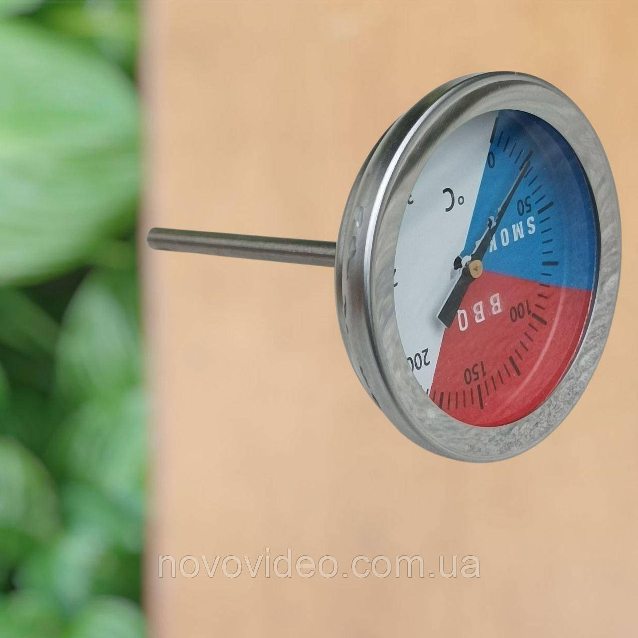 Термометр врізний 0-300°C для коптильні, гриля, духовки (Нержавіюча сталь)