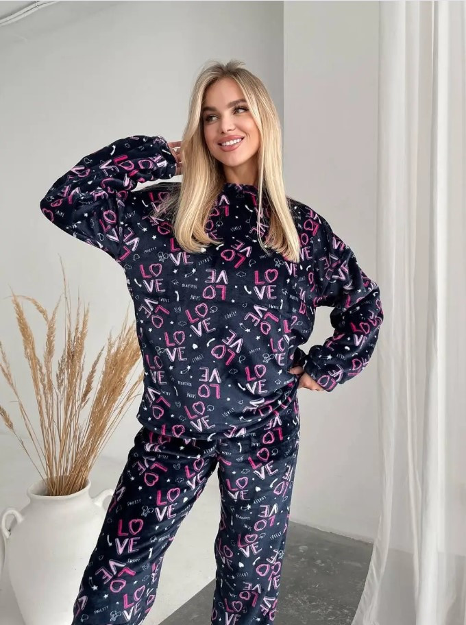 Піжама жіноча кофта штани махрова комплект домашній