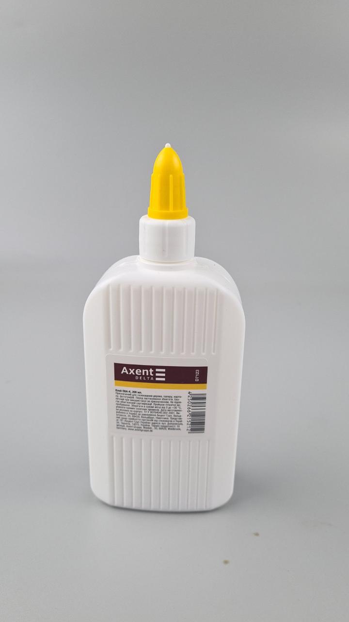 Клей ПВА Axent 200 мл ковпачок-дозатор D7123 (1 шт.), фото 1