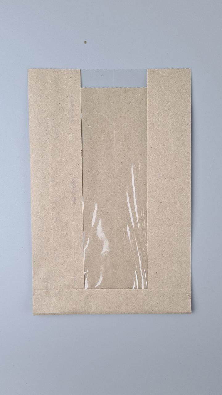 Бумажные пакеты крафт с прозрачным окошком 150х40х230, 40г/м2, окно 60 (100 шт), фото 1