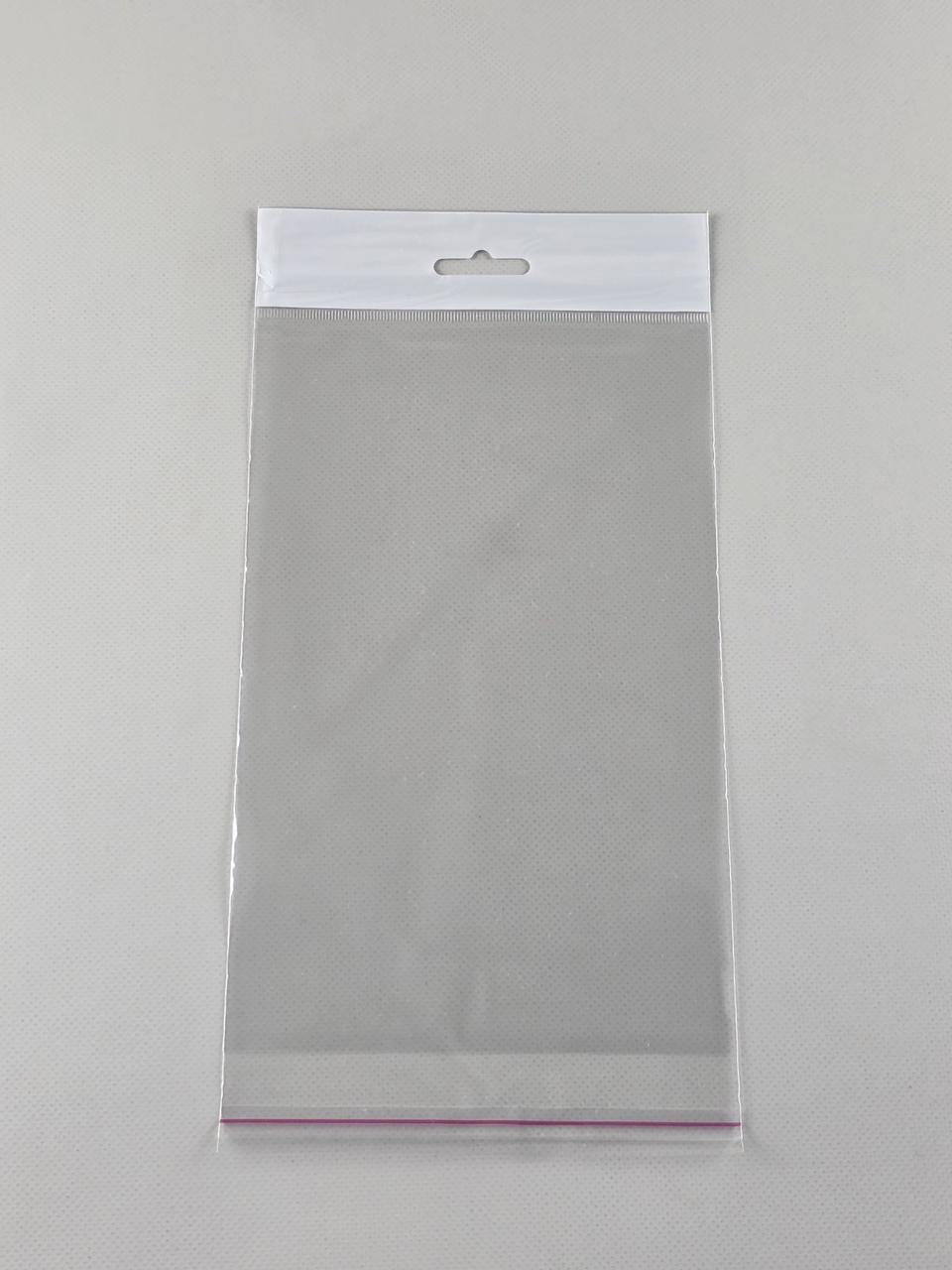 Пакети з липкою стрічкою і европодвесом 14см 22см 25мк (1000 шт), фото 1