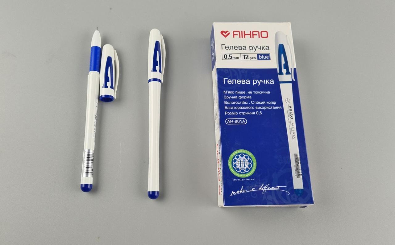 Ручка гелева синя тм Аihao 801А (5 шт), фото 1