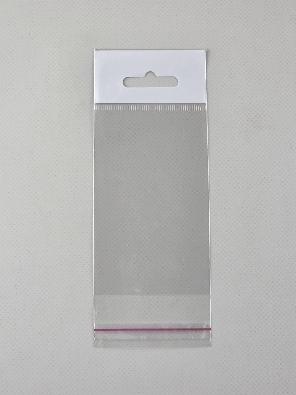 Пакети з липкою стрічкою і европодвесом 6см 9.5 см 25мк (1000 шт), фото 1