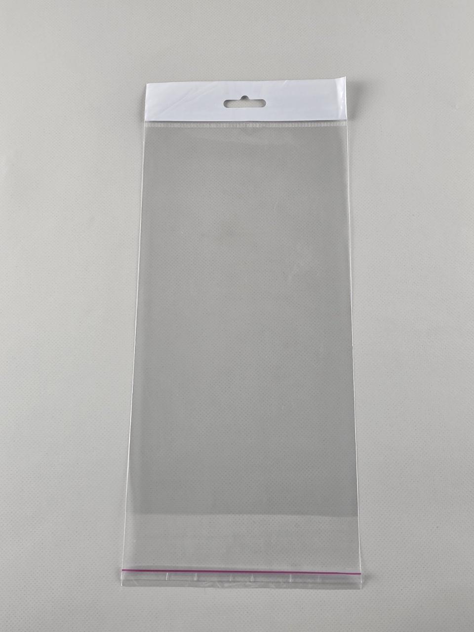 Пакети з липкою стрічкою і европодвесом 14см 26см 25мк (1000 шт), фото 1