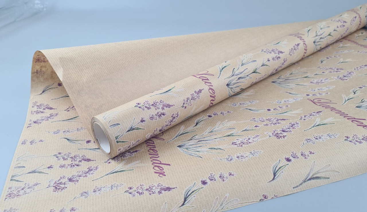 Рулон 8 м папір подарунковий з друком (38) для квітів (h680) Крафт No7 (1 шт.), фото 1