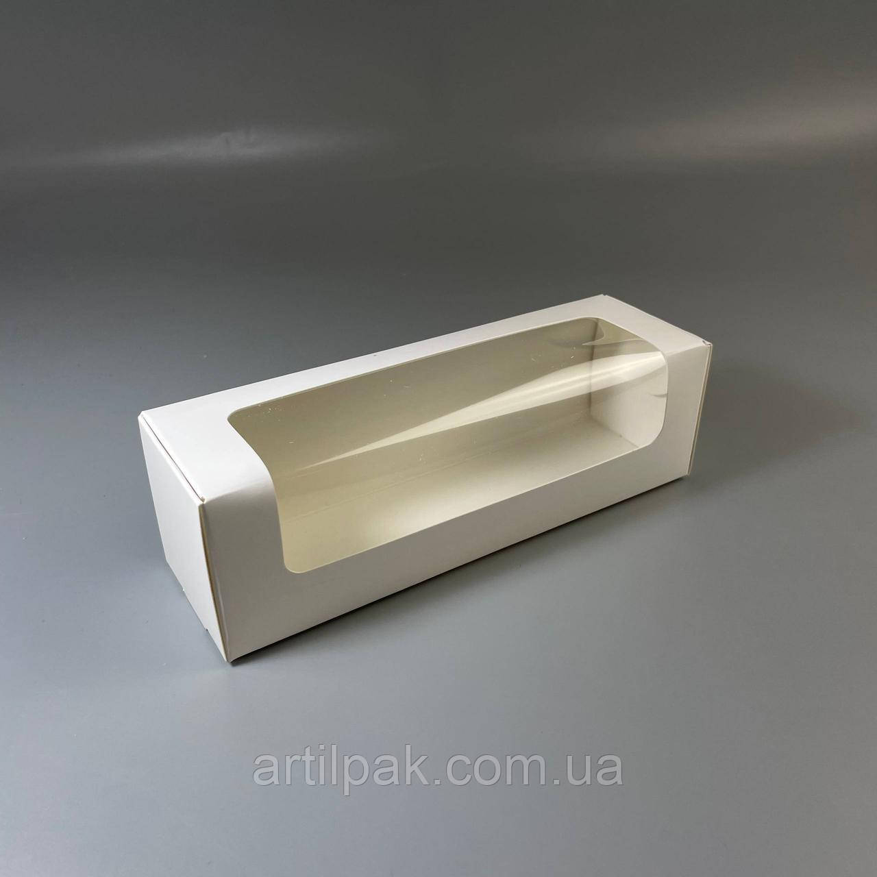 Коробка для макаронс з віконцем 200*60*60 Біла, фото 1