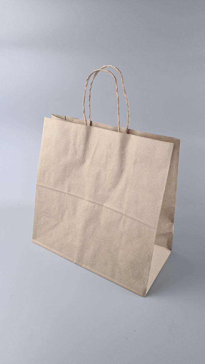 Пакет с ручками бумажный крафт бурий 310х150х300, 80г/м2 (25 шт), фото 1