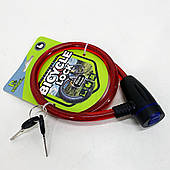 Замок велосипедний KIHUU LOCK 187, 12*80 тросовий, 2 ключі. Колір: червоний